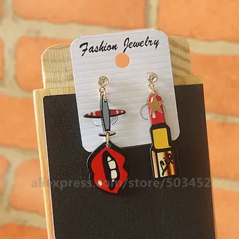 

150pairs/lot Airplane Smile Earring New Style Jewelry Fashion Five-Pointed Star Earring For Women Asymmetry Ear Cuff Hot Sells