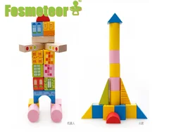 Fosmeteor bloques de construcción para niños, juguete de casa familiar, 100 piezas de tráfico urbano Barreled, tres en uno, juguete grande de madera, regalo
