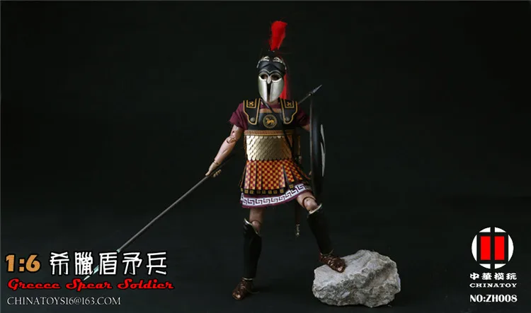

China Toy ZH008 1/6 Greece Shield Spearmen Soldier Action Figure Model Ancient Warrior Knight Whole Set Figurine Collections