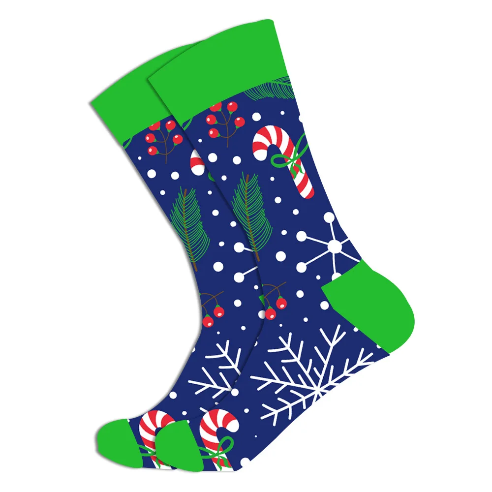 Хлопчатобумажные носки с рождественскими мотивами Женская и мужская обувь новая осень-зима год Санта Клаус новогодняя елка; Снег оленем, подарочные носки - Цвет: 1