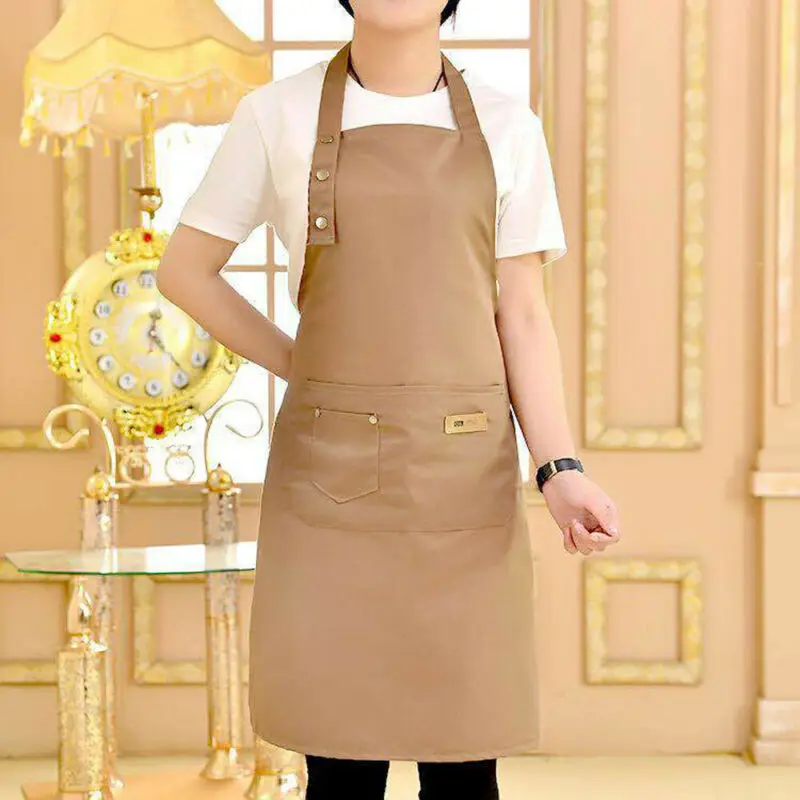Men Women Canvas Pocket Apron Adjustable Baking Chefs Kitchen Coffee Cooking BBQ 