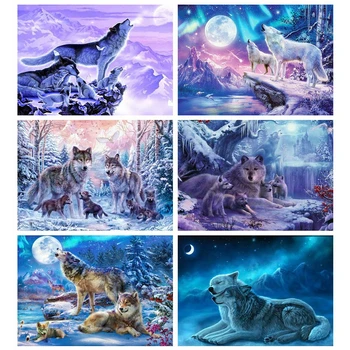 

Evershine Diamond Painting Animal Cross Stitch Diamond Embroidery Wolf Full Drill Display Diamond Mosaic Kit Winter Scenery Art
