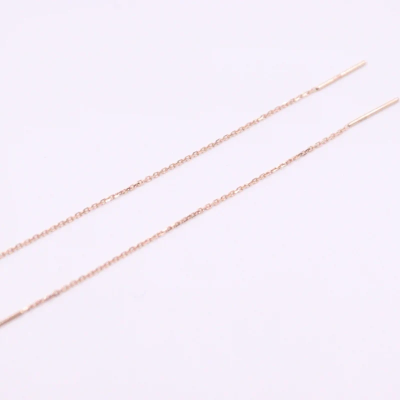 

New Solid Pure 18kt Rose Gold Earrings Women O Link Earrings Line 0.4-0.5g 75mmL
