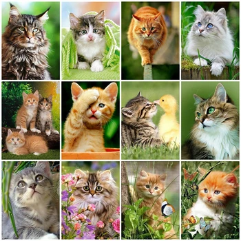 

Evershine Full Square Diamond Painting Cat Cross Stitch Kit Animal Diamond Embroidery Sale Rhinestone Pictures Home Decoration