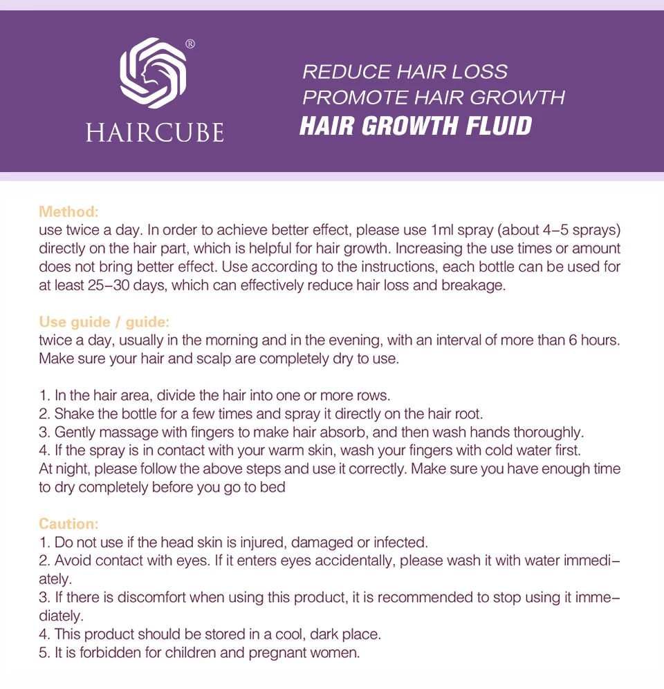 HAIRCUBE Hair Rapid Growth Essence Oil Anti Hair Loss Dense Hair Repair Damage Hair Serum Natural Organic Hair Care Spray