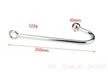 2 Size Stainless steel anal hook with beads penis rings hole metal butt plug anal balls prostate massager BDSM sex toy for men. 2