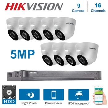 

Hikvision 16Channels DVR Video Surveillance with 9PCS 5MP 4 in 1 Camera indoor Night Vision CCTV Security System Kits
