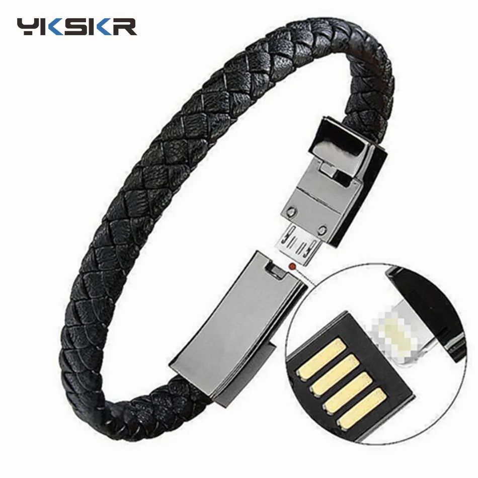 

USB micro leather bracelet type c cable for iPhone X Huawei P30 PRO xiaomi Samsung S8 S9 portable USB cable mobile phone charger