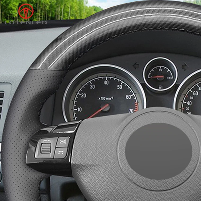 LQTENLEO черная кожаная крышка рулевого колеса из углеродного волокна для Opel Astra 2005-2010 Zaflra 2005-2010 Vectra Vauxhall Astra Holden