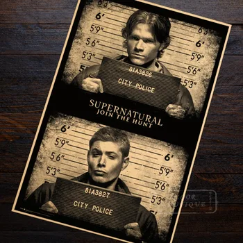 

Supernatural Mug Shots Poster Fantasy TV Vintage Retro Decorative DIY Wall Canvas Stickers Art Home Bar Posters Decor Gift