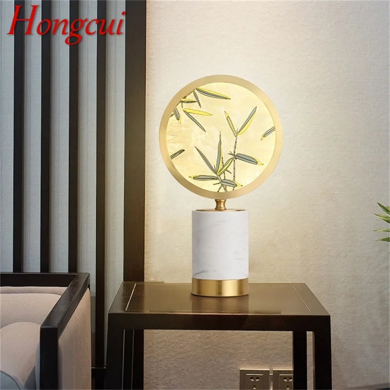 

Hongcui Modern Table Lamp LED Desk Light Brass Luxury Marble Decorative for Bedside Bedroom Living Room Office