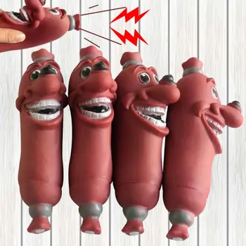 

Creative Cartoon Pet Squeaky Toys Dog Chew Rubber Sausage Teeth Cleaner X6HC