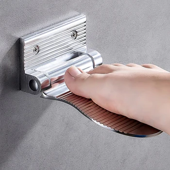 

1pc Shower Footstool Non-slip Aluminum Wall Mount Shower Footstool Bathroom Stand Footstool Hardware Bathroom Tools