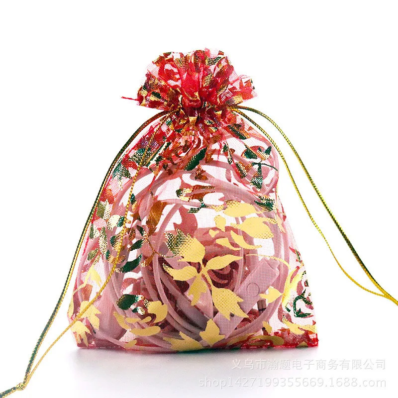 50 шт. Позолоченные органзы марлевые мешочки подарочная упаковка ювелирных изделий упаковка булочки органза сумка с жемчугом многоразмерные розовые сумки красочный выбор