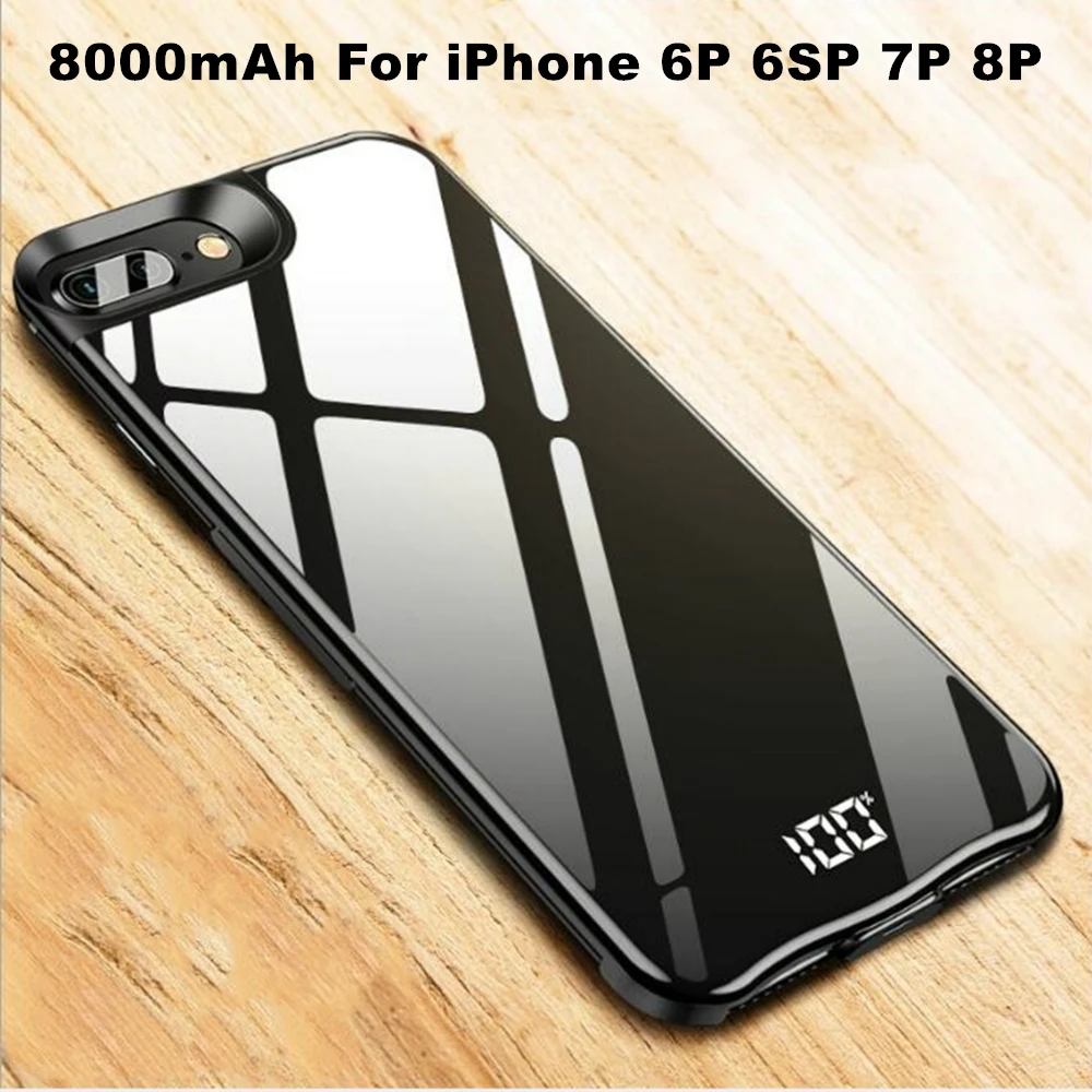 black 8000 6P 7P 8P Чехол для аккумулятора для iphone XS Max XR 8000 мАч Внешний аккумулятор повербанк чехол для зарядки для iphone 6 6s 7 8 Plus чехол для зарядного устройства - Цвет: black 8000 6P 7P 8P