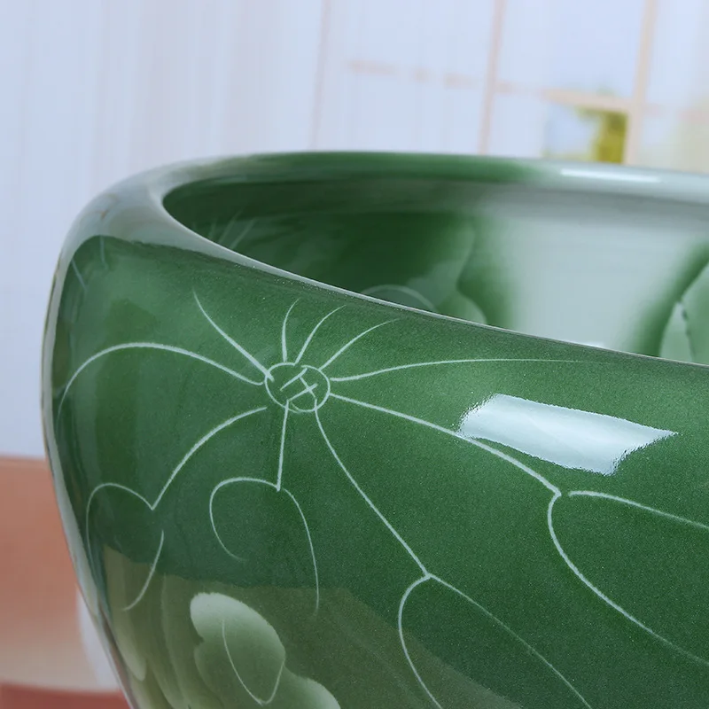 

Large Diameter Jingdezhen Ceramic Lotus Flowerpot Household Grow in Water Cultivation Container Library Desktop Epipremnum Aureu