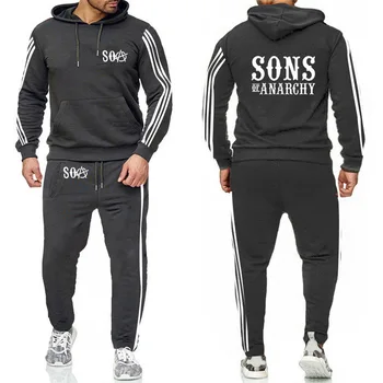 

For SOA Sons of anarchy the child SONS Printed Fashion Hoodies Men Casual Spring Autumn Sweatshirt Mens Hoodies Pants Suit 2Pcss