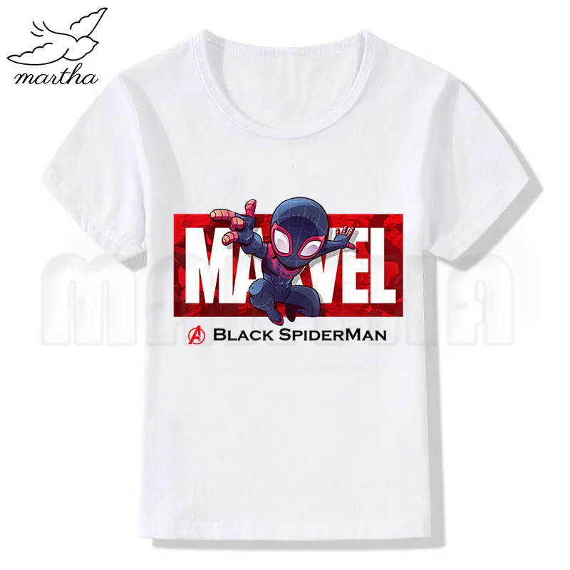 WhiteQ Дети Marvel Мстители Железный человек/Капитан Америка/Человек-паук/Халк забавные белые футболки дети мультфильм Топы Детская футболка одежда для малышей - Цвет: WhiteQ