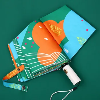 

Quality Sun Umbrella Rain Women Fashion Princess Leaves Double Umbrellas Female Parasol Portable Creative Female Gift