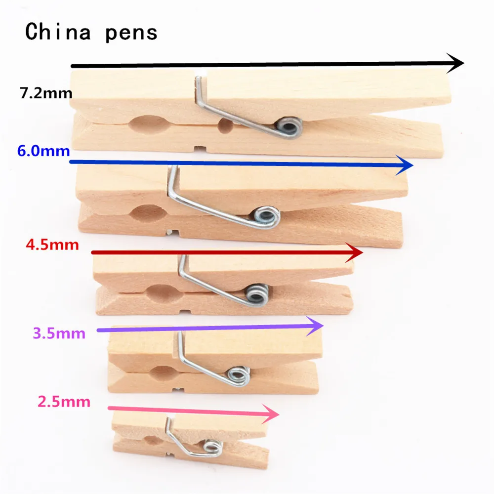 Wooden Clips 2.5mm 3.5mm 4.5mm 6.0mm 7.2mm Photo Clips Clothespin Craft Decoration School Office clips wooden clips