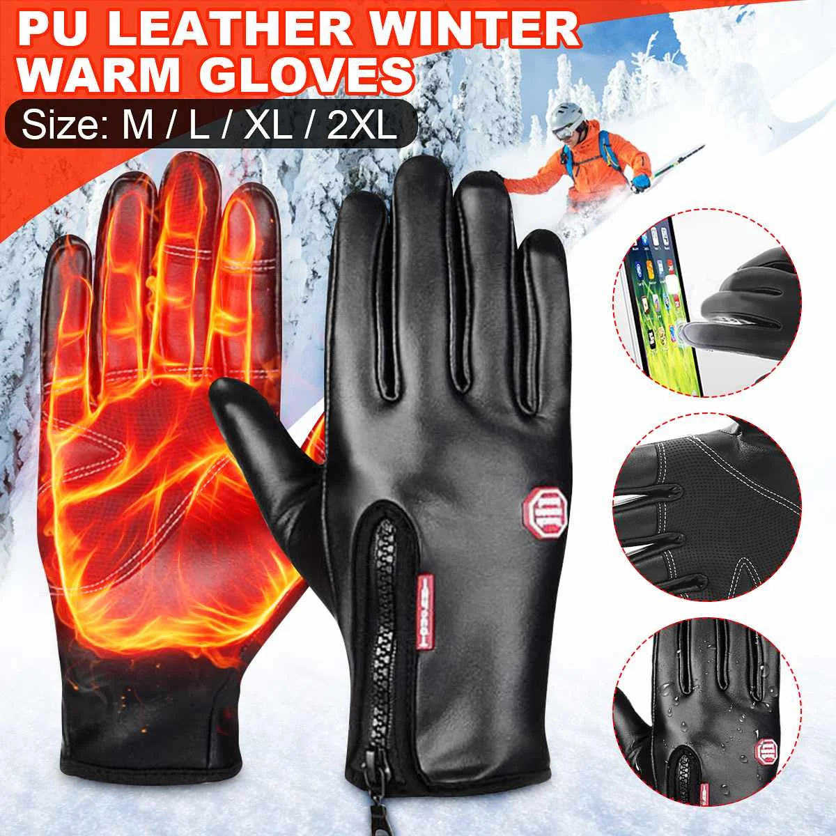 Мотоциклетные Перчатки Зимние теплые Guantes перчатки для велоспорта гоночные перчатки для мотокросса перчатки для сенсорного экрана водонепроницаемые