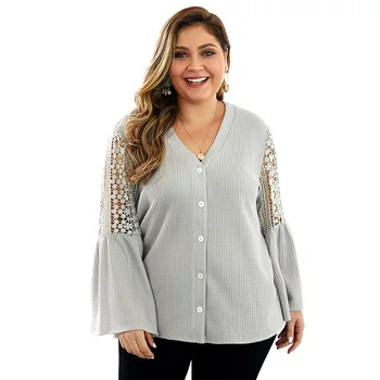 

2019 Women Sweaters Casual All-match Solid Cardigan V-neck Hollow-out Sweater Autumn Winter Elegant Sweater Top