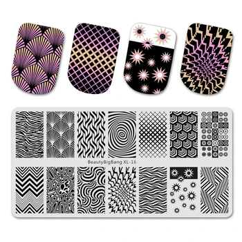 

Geometric Theme Nail Stamping Plates Mold Rectangle Stencil Stamp Nails Art Accessories Template BBB XL-016