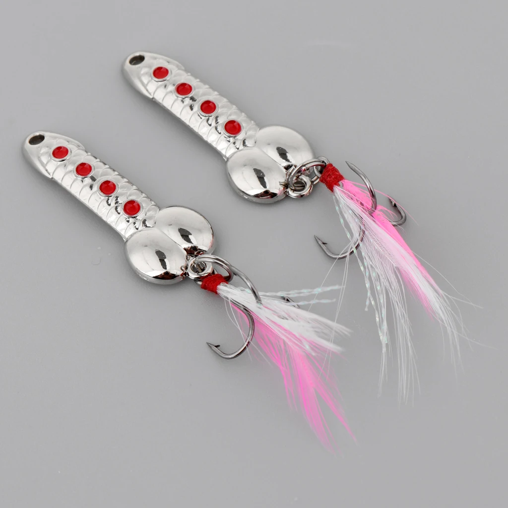 2 pcs Casting Spoons Lures Hard VIB Metal Wobble Fish Lures Sinking Spinners Bait with Treble Hook Funny Fishing Gear