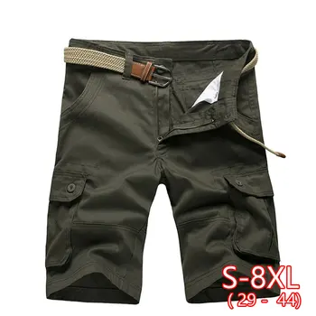 

2020 Summer Men's Baggy Multi Pocket Military Cargo Shorts Male Cotton Khaki Mens Tactical Shorts Short Pants 29-44 No Belt
