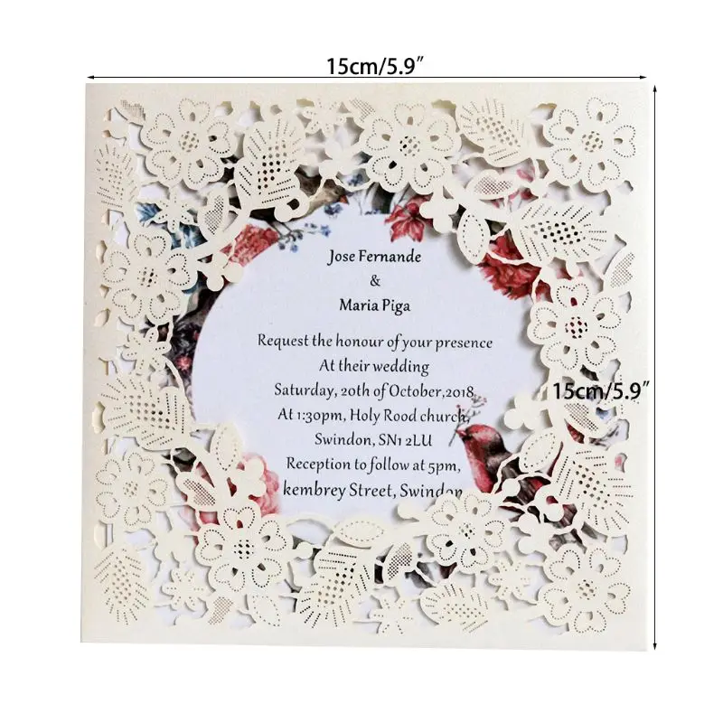  50pcs Wedding Invitation Cards Kits with Envelopes Laser Cut Birthday Greeting Card Wedding Decorat - 4000389132663