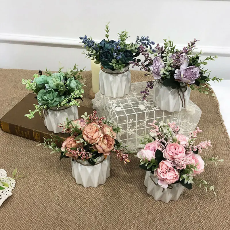 Artificial Fake Peony Silk Flowers Bridal Hydrangea Home Wedding Garden Decor