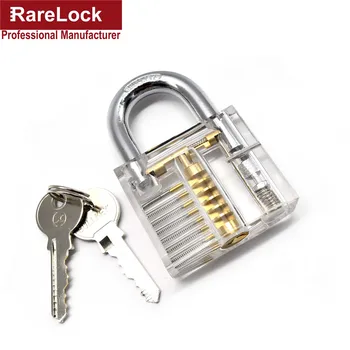 

Rarelock Transparent Padlock Lock Pick Set Locksmith Tools Visible Cutaway Practice Training Skill for Beginner MMS246 gg