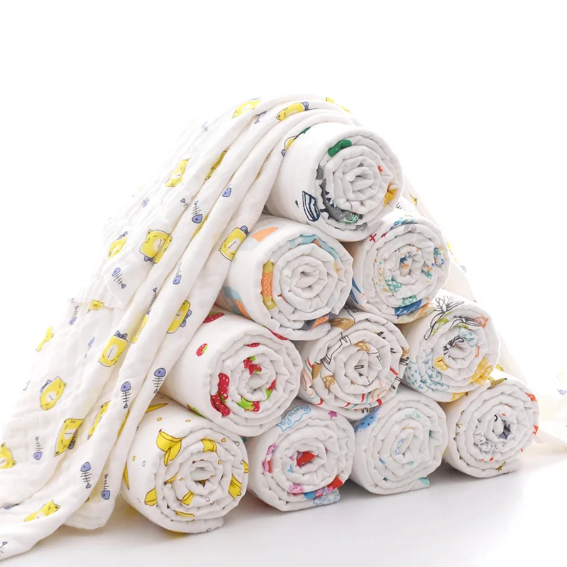 

L01 Six-layer Gauze BABY'S Bath Towel Pure Cotton Bubble Gauze Children's Quilt Newborn Children Towel Blanket Baby Bath Towel C