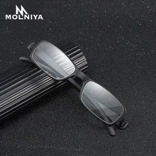 Мужские ультралегкие очки для чтения, Новые квадратные очки для пресбиопии, металл+ TR90, очки для чтения, мягкий диоптрий+ от 1,0 до 4,0