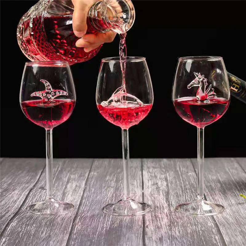 Творческий морской конек кристалл бокал для вина es Дельфин Морская звезда стеклянные стаканы для виски коктейль бренди бар ремесла украшения