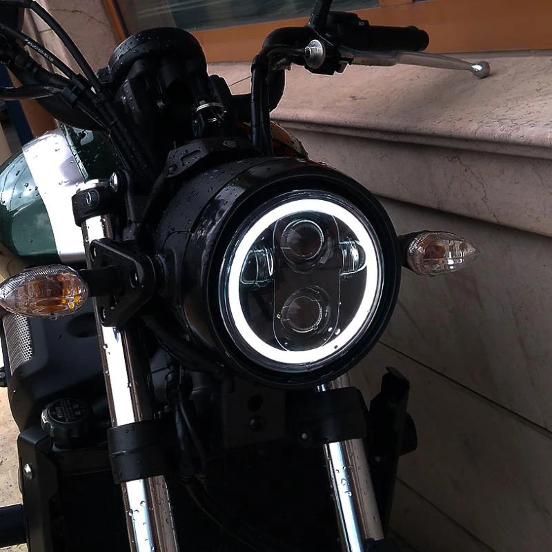 Fits 2015+ Scout 60 Eagle Lights 8900BG3H-SCOUT Indian Scout Motorcycle LED Headlight with White Halo Ring Scout and Scout Bobber Black 