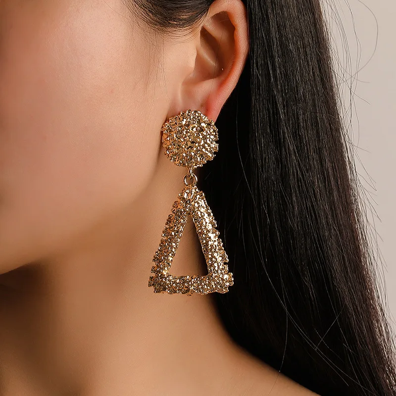 

Personality Irregular Stud Earrings Triangle Fashion Scrub Earrings Trend Metal Stud Earrings Women's Gifts