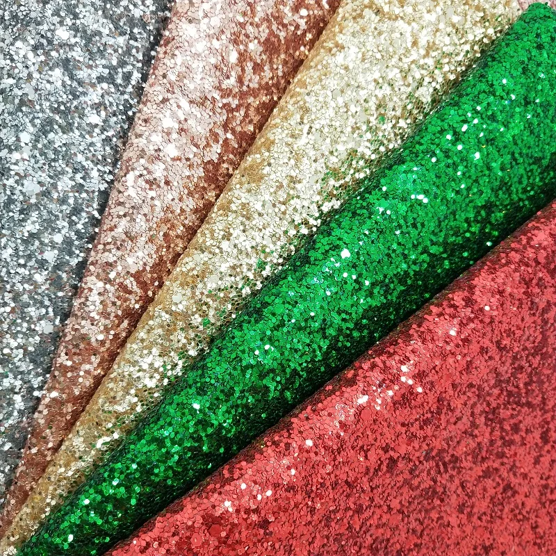 2PCS 21x29cm Chunky Glitter Leather with Color Matching Backing Synthetic Leather Artificial for DIY accessories 6S21