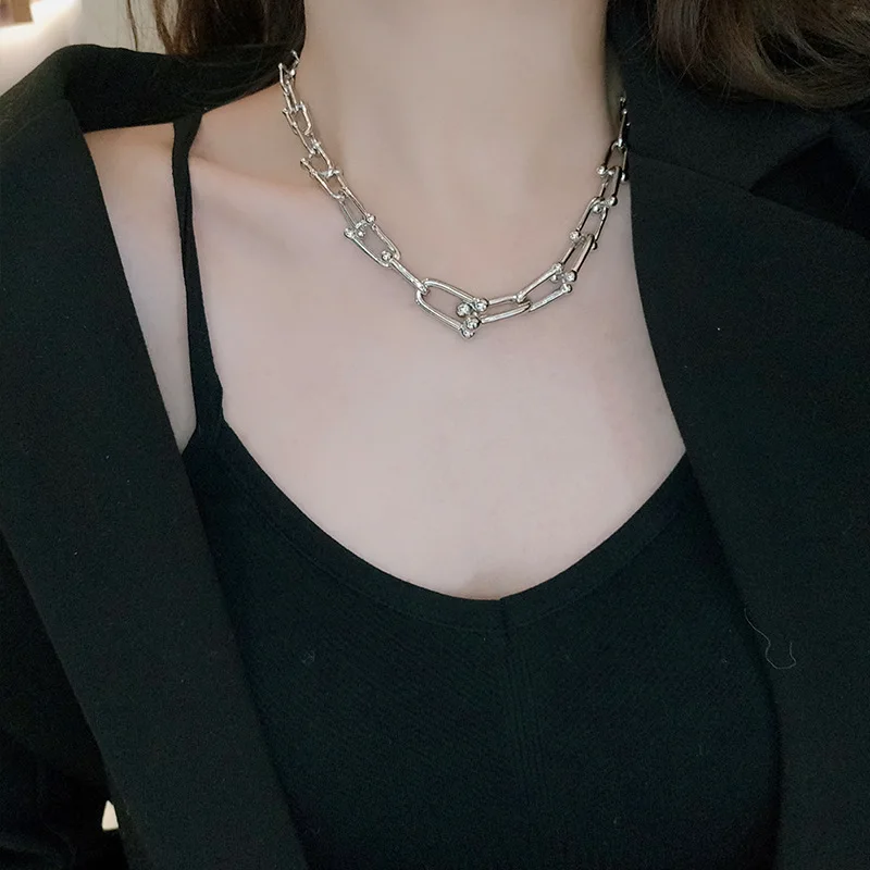 

12Pcs/lot Hip-hop Personality Fashion Metal Chain Necklace for Women