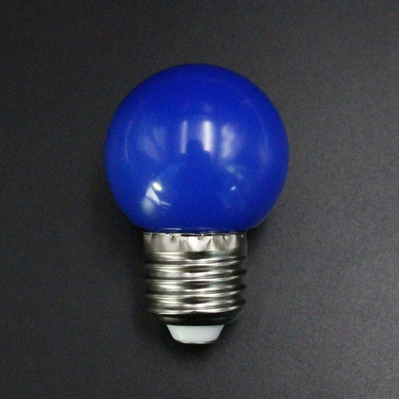 Promotion! 2 Pcs E27 Led Bulbs- E27 1W Pe Frosted Led Globe Colorful White/Red/Green/Blue/Yellow Lamp 220V(Blue& Red