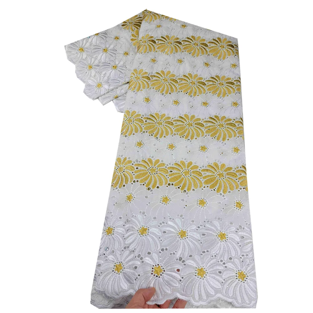 

African Lace High Quality African dry Lece Fabric 100% Cotton Embroidered Swiss Voile Lace Fabrics For Women Clothing h72-48