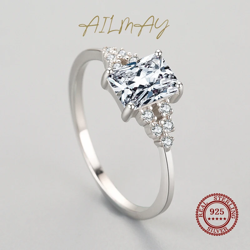 Silver Rings Ailmay 925 Sterling Silver Wedding Ring Fashion Luxury Cubic Zirconia Ring For Women