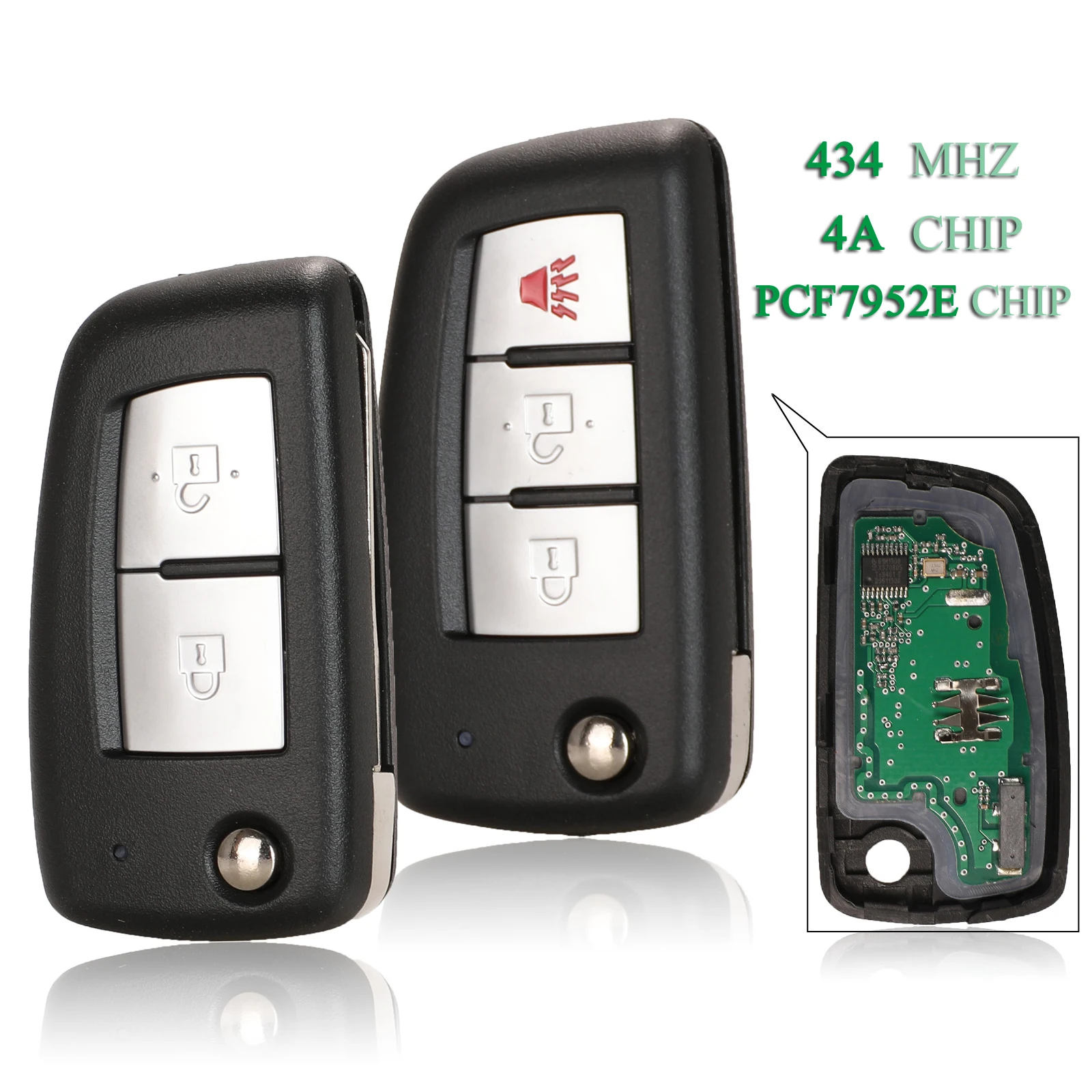 BILCHAVE 2/3 BUTTONS 434MHZ FLIP REMOTE CAR KEY 4A PCF7952E CHIP FOR NISSAN QASHQAI J11 PULSAR C13 JUKE F15 X-TRAIL T32 MICRA
