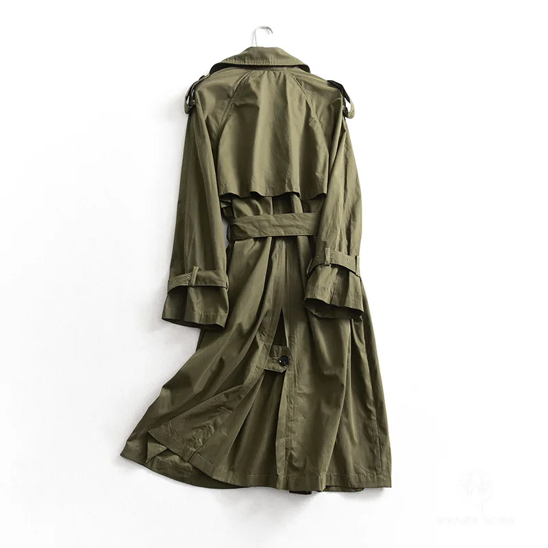 

A Generation of England Style Double Breasted Waist Hugging Lace-up Long Trench Coat Entity