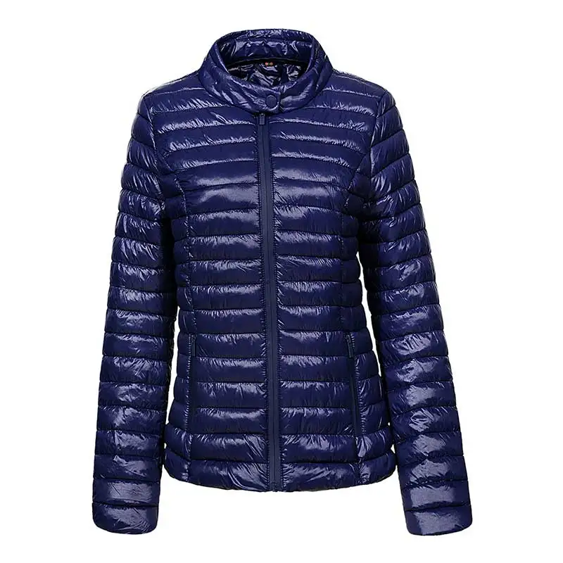 GLO-STORY, новинка, Модные женские повседневные однотонные приталенные легкие тонкие парки на молнии, зимние пальто, женские зимние куртки, WMA-7747 - Цвет: Dark Blue