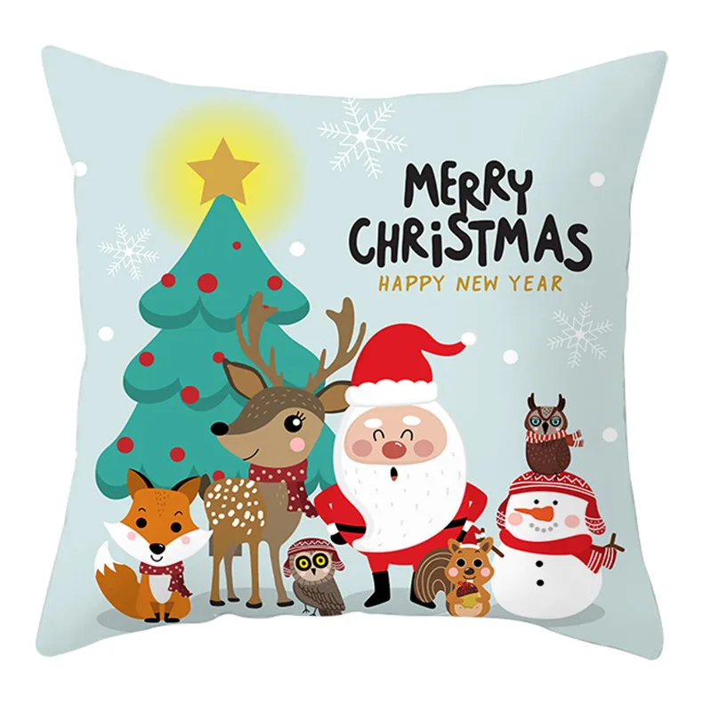 Веселые наволочки с рождественскими узорами, наволочка для дивана, чехол s, Рождественское украшение для дома 45x45 см, чехол для подушки с принтом Санта Снеговик олень - Цвет: U