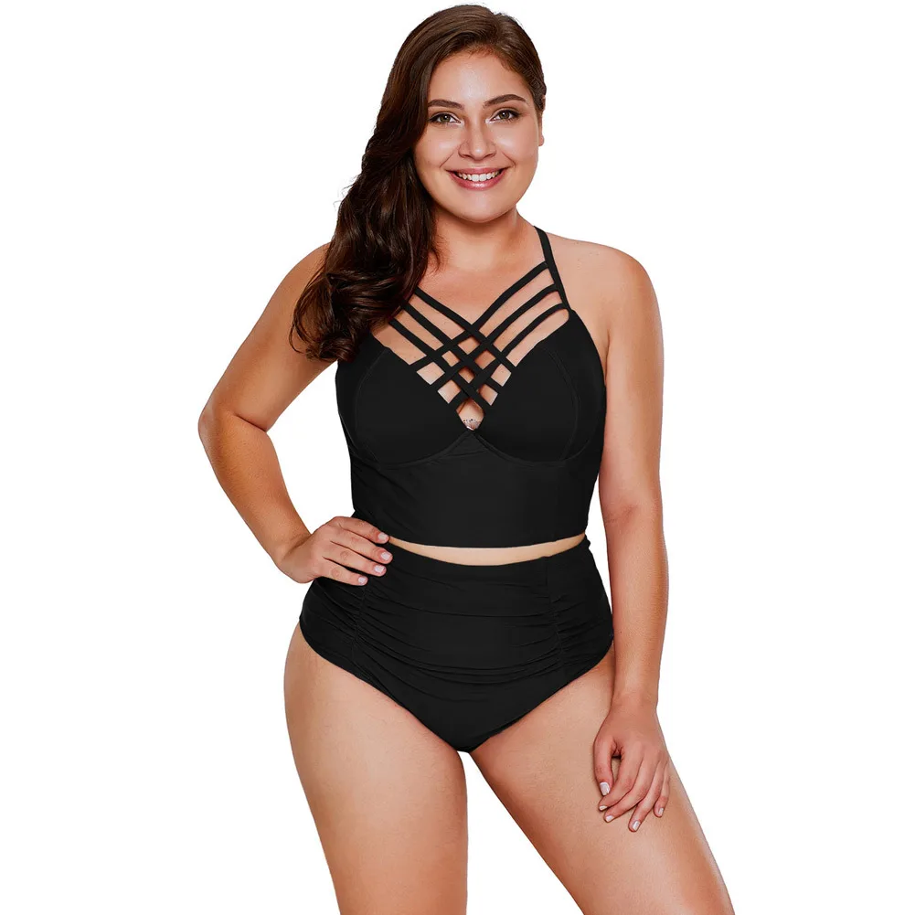 

Amazon Hot Selling Summer Bikini Triangular Split Type Swimming Suit Europe And America High-waisted Large Size WOMEN'S Swimsuit