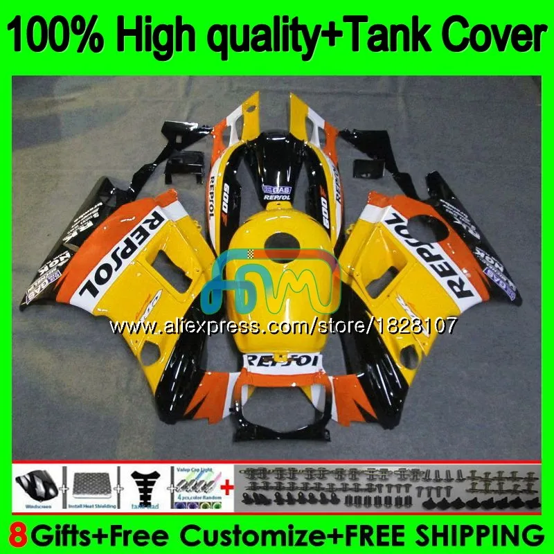 No. 1 600CC обтекатель для HONDA CBR 600 Repsol желтый FS 600F2 600FS 1BS. 165 CBR600 F2 CBR600F2 1991 1992 1993 1994 91 92 93 94+ бак - Цвет: No. 1