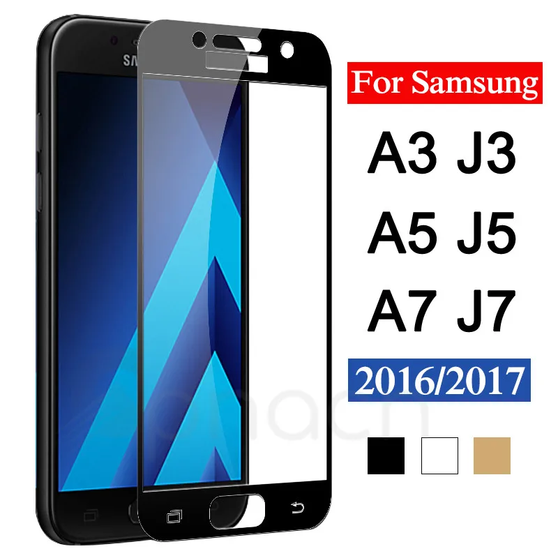 9D полное покрытие из закаленного стекла на для Samsung Galaxy A7 A5 A3 J3 J5 J7 S7 Защитная пленка для экрана