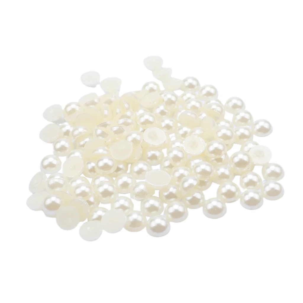 Pack of 100 Half-round Flatback Pearl for DIY Nail Art Phone Case Craft 8mm